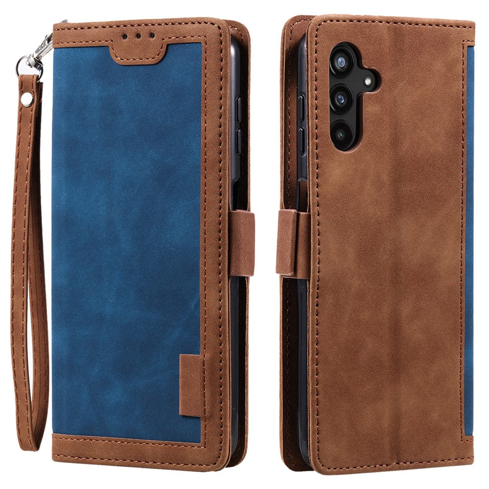 mobilskal till Samsung Galaxy A54 5G Retro Color Splicing PU-läder Flip Stand Plånboksfodral med rem