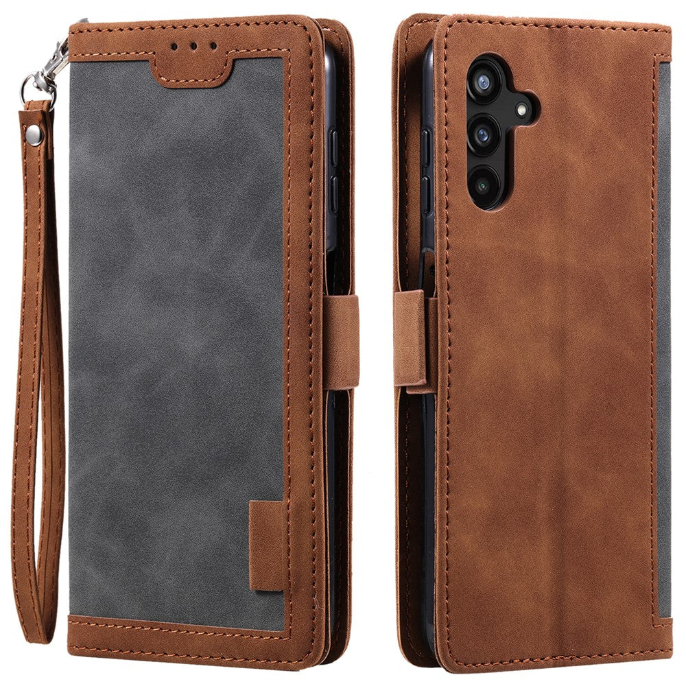 mobilskal till Samsung Galaxy A54 5G Retro Color Splicing PU-läder Flip Stand Plånboksfodral med rem