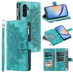 Leather Flip Cover for Samsung Galaxy A24 4G (162.1 x 77.6 x 8.3mm) Mandala Flower Pattern Wallet Phone Case