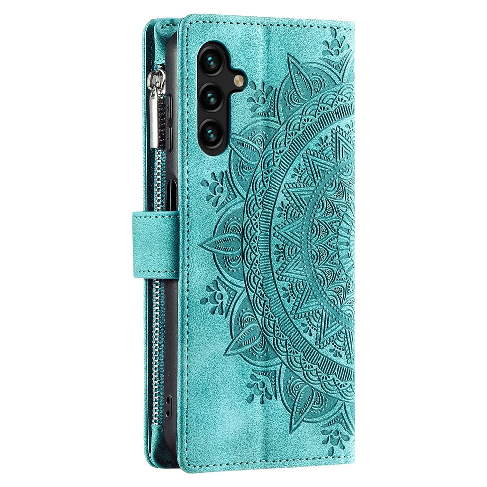 Leather Flip Cover for Samsung Galaxy A24 4G (162.1 x 77.6 x 8.3mm) Mandala Flower Pattern Wallet Phone Case