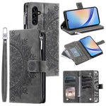 Leather Flip Cover for Samsung Galaxy A24 4G (162.1 x 77.6 x 8.3mm) Mandala Flower Pattern Wallet Phone Case