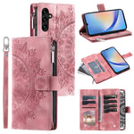 Leather Flip Cover for Samsung Galaxy A24 4G (162.1 x 77.6 x 8.3mm) Mandala Flower Pattern Wallet Phone Case