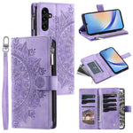 Leather Flip Cover for Samsung Galaxy A24 4G (162.1 x 77.6 x 8.3mm) Mandala Flower Pattern Wallet Phone Case