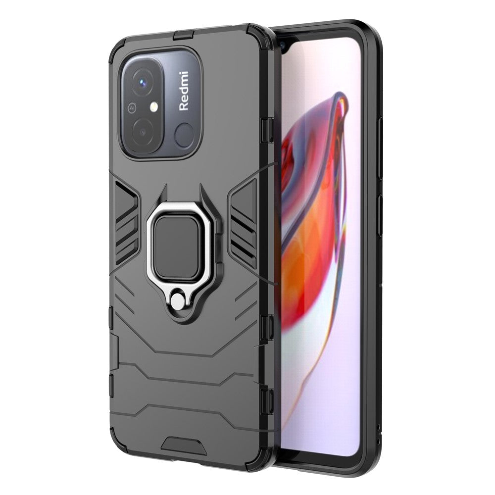 For Xiaomi Poco C55 4G / Redmi 11A 4G / 12C 4G Ring Holder Kickstand Phone Case TPU+PC Cover