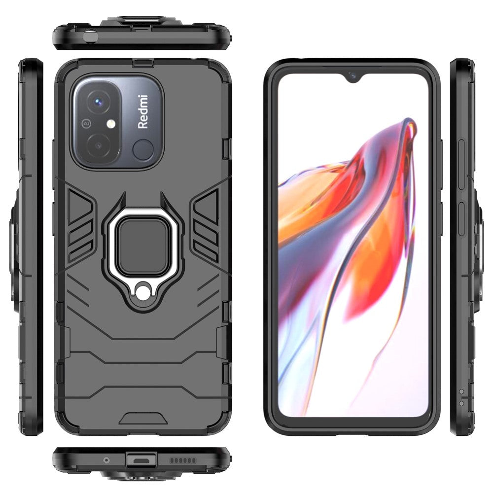 For Xiaomi Poco C55 4G / Redmi 11A 4G / 12C 4G Ring Holder Kickstand Phone Case TPU+PC Cover
