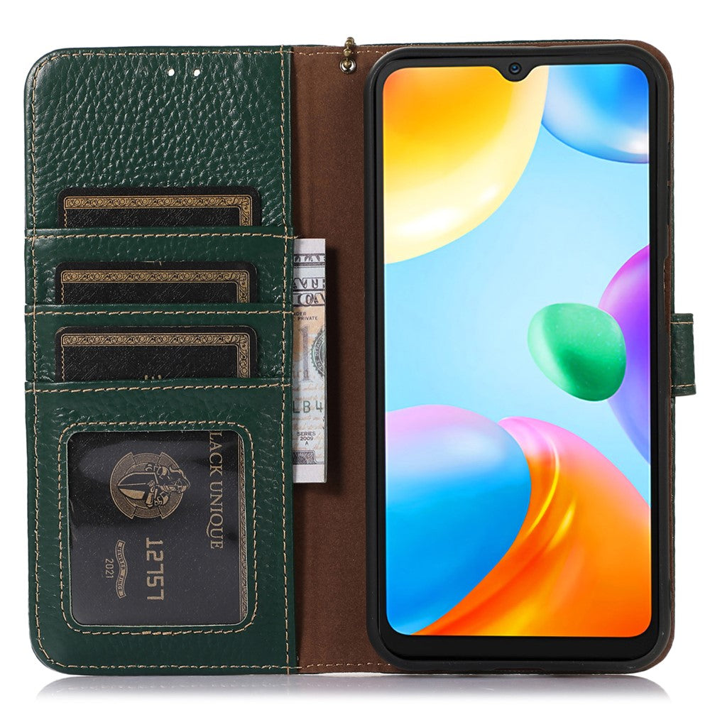 For Honor X9a 5G / Magic5 Lite 5G / X40 5G Genuine Cow Leather Cover Litchi Texture RFID Blocking Stand Wallet Case