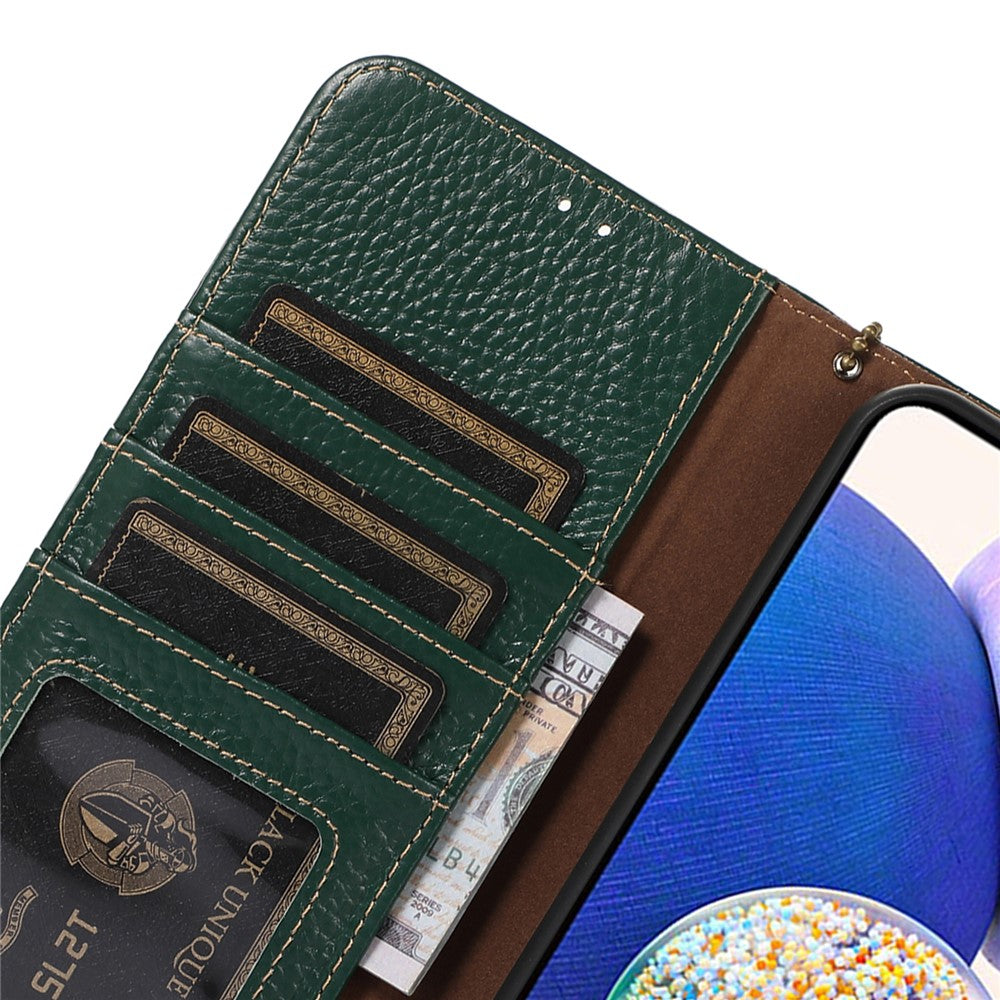 For Honor X9a 5G / Magic5 Lite 5G / X40 5G Genuine Cow Leather Cover Litchi Texture RFID Blocking Stand Wallet Case