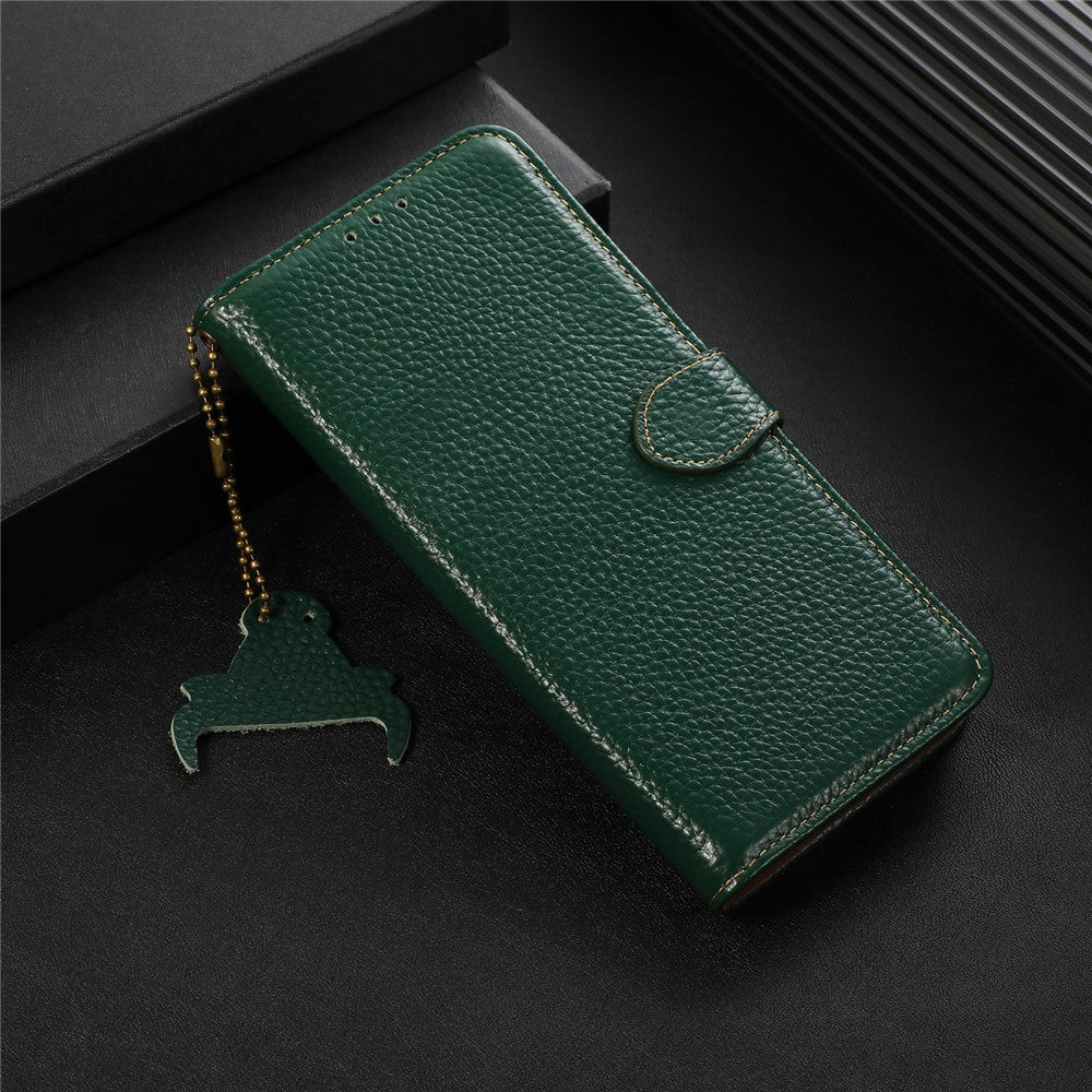 For Honor X9a 5G / Magic5 Lite 5G / X40 5G Genuine Cow Leather Cover Litchi Texture RFID Blocking Stand Wallet Case