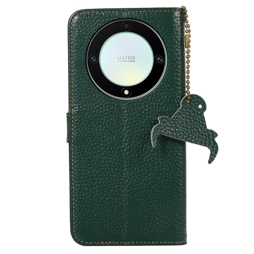 For Honor X9a 5G / Magic5 Lite 5G / X40 5G Genuine Cow Leather Cover Litchi Texture RFID Blocking Stand Wallet Case