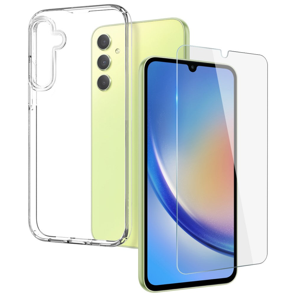 NORTHJO til Samsung Galaxy A34 5G Klart Blødt TPU Telefoncover med Hærdet Glasfilm
