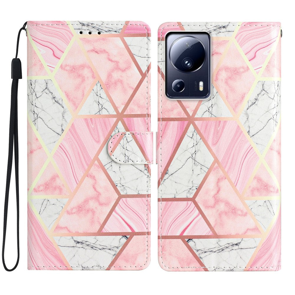 For Xiaomi 13 Lite / Civi 2 5G Pattern Printing Phone Cover PU Leather Stand Wallet Case with Strap