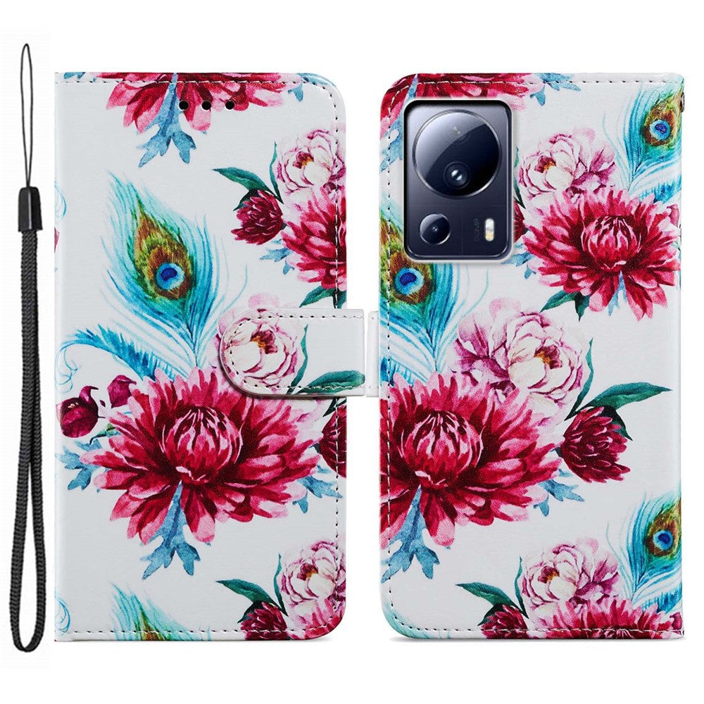 For Xiaomi 13 Lite / Civi 2 5G Pattern Printing Phone Cover PU Leather Stand Wallet Case with Strap