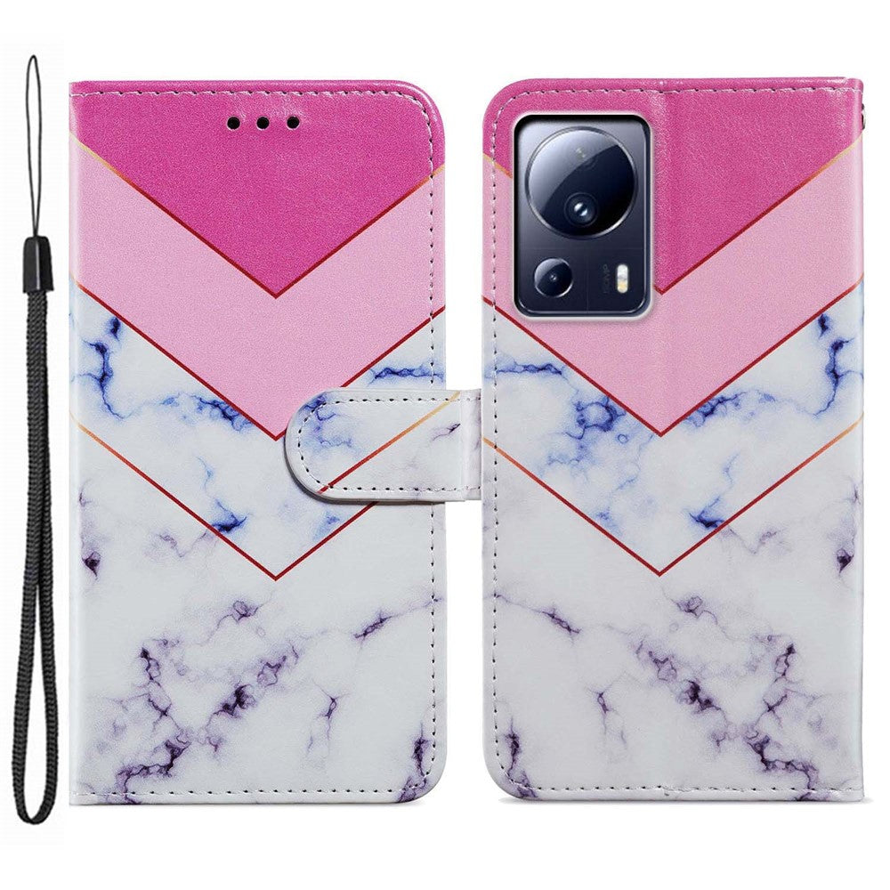 For Xiaomi 13 Lite / Civi 2 5G Pattern Printing Phone Cover PU Leather Stand Wallet Case with Strap