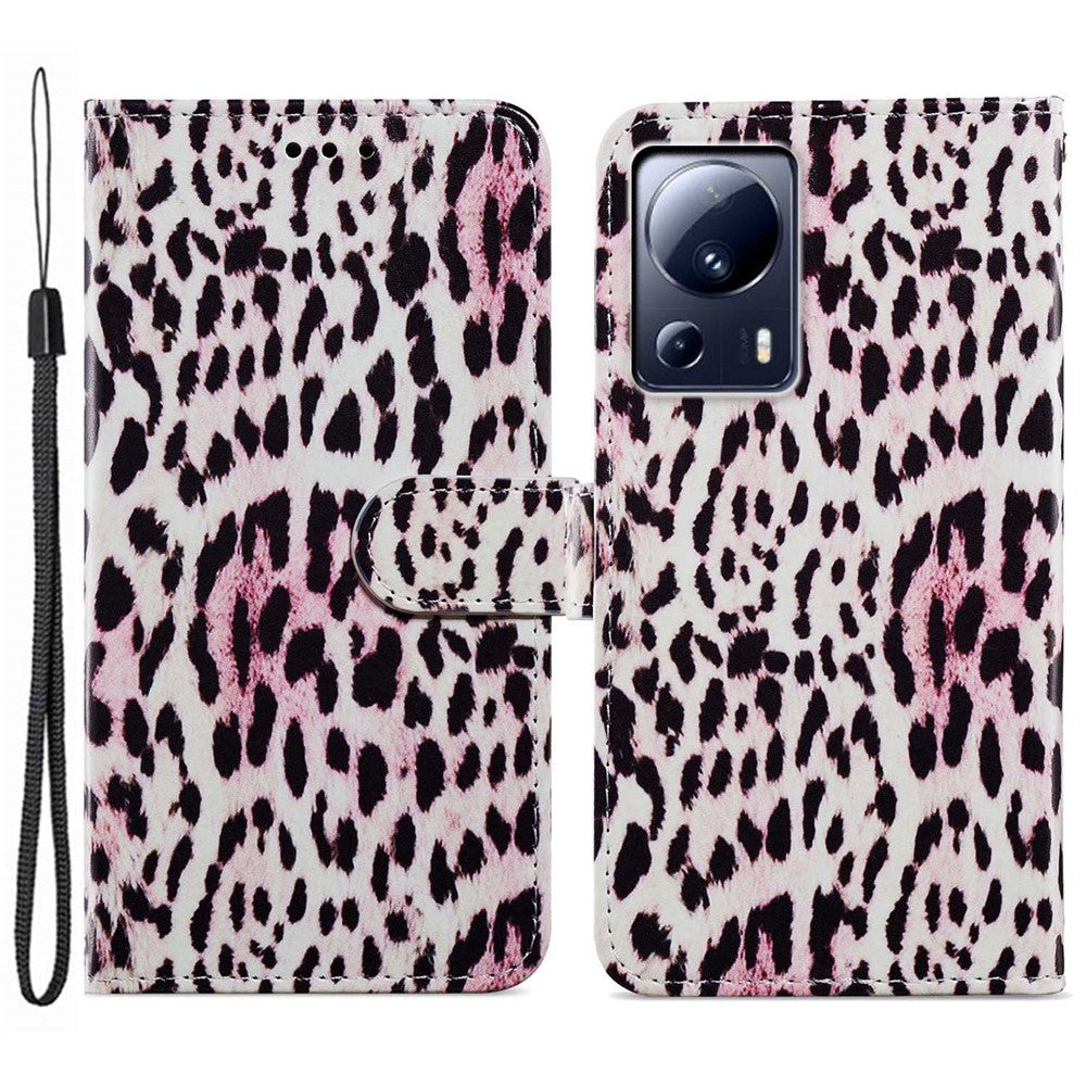 For Xiaomi 13 Lite / Civi 2 5G Pattern Printing Phone Cover PU Leather Stand Wallet Case with Strap