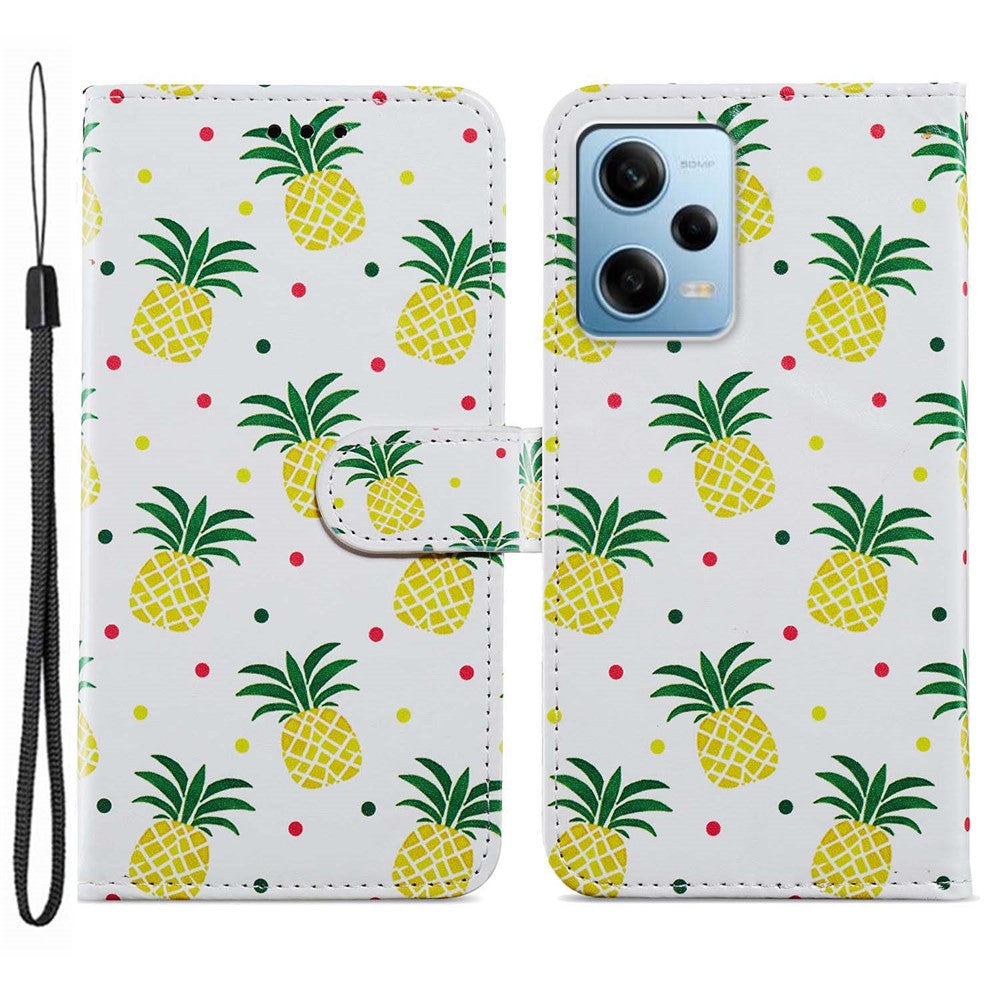 Xiaomi Redmi Note 12 Pro 5G / Note 12 Pro Speed 5G / Poco X5 Pro 5G Mönstertryck mobilfodral i läder Stativ mobilplånbok med rem