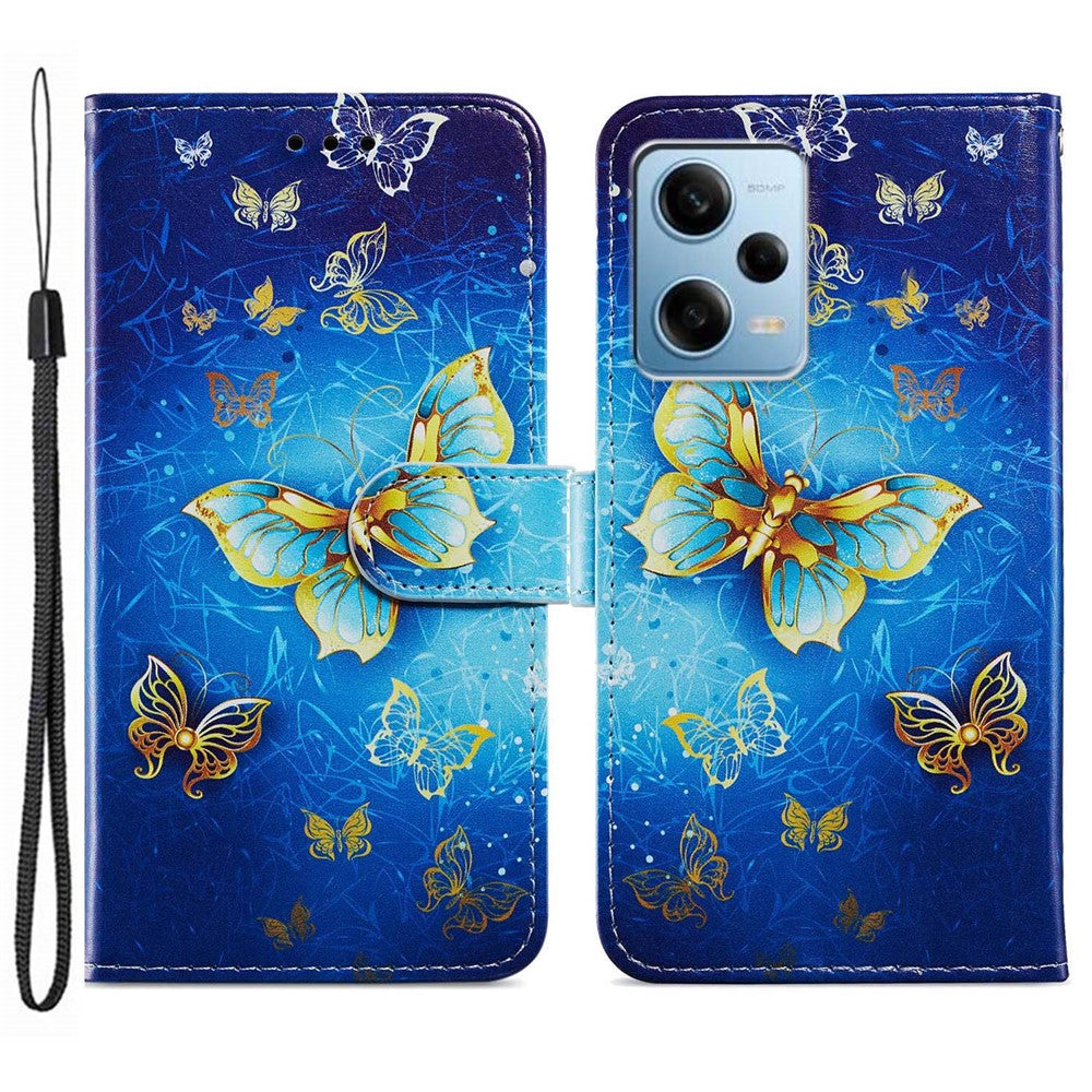 Xiaomi Redmi Note 12 Pro 5G / Note 12 Pro Speed 5G / Poco X5 Pro 5G Mönstertryck mobilfodral i läder Stativ mobilplånbok med rem