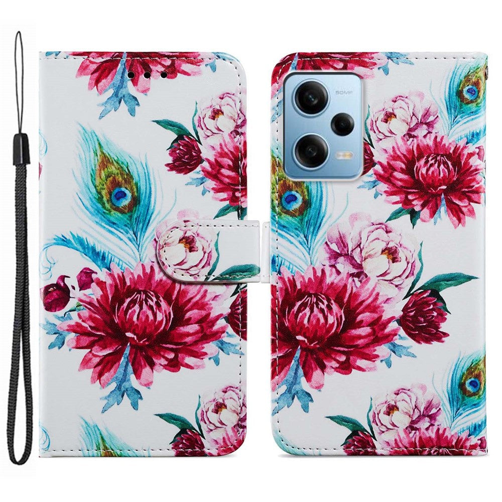 Xiaomi Redmi Note 12 Pro 5G / Note 12 Pro Speed 5G / Poco X5 Pro 5G Mönstertryck mobilfodral i läder Stativ mobilplånbok med rem