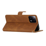 For Xiaomi 13 Pro 5G Crazy Horse Texture Leather Wallet Cover Imprinted Lines Flip Stand Phone Case with Strap