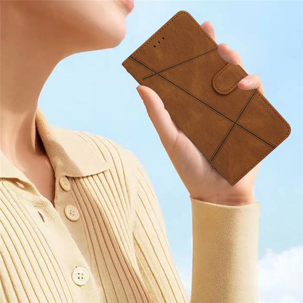 For Xiaomi 13 Pro 5G Crazy Horse Texture Leather Wallet Cover Imprinted Lines Flip Stand Phone Case with Strap