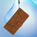 For Xiaomi 13 Pro 5G Crazy Horse Texture Leather Wallet Cover Imprinted Lines Flip Stand Phone Case with Strap
