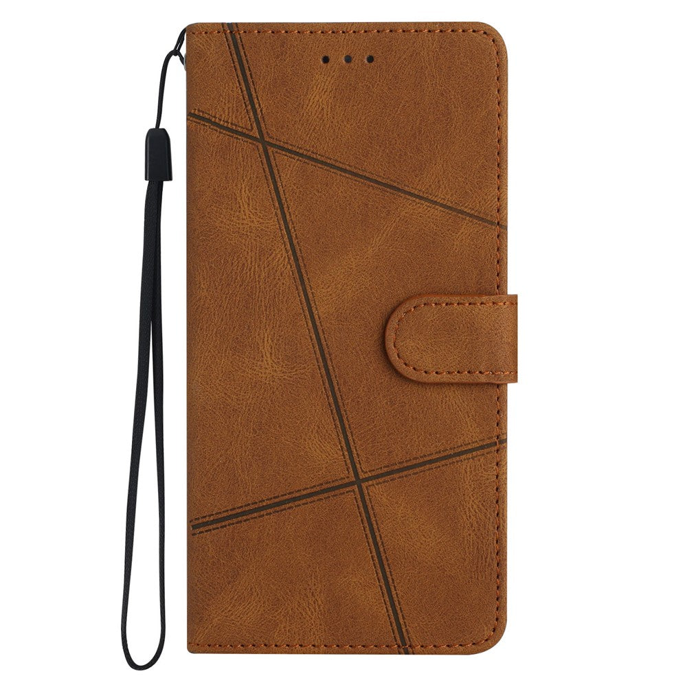 For Xiaomi 13 Pro 5G Crazy Horse Texture Leather Wallet Cover Imprinted Lines Flip Stand Phone Case with Strap
