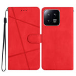 For Xiaomi 13 Pro 5G Crazy Horse Texture Leather Wallet Cover Imprinted Lines Flip Stand Phone Case with Strap