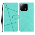 For Xiaomi 13 5G Imprinted Lines Anti-drop Stand Case Crazy Horse Texture Leather Wallet Phone Cover with Strap