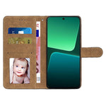 For Xiaomi 13 5G Imprinted Lines Anti-drop Stand Case Crazy Horse Texture Leather Wallet Phone Cover with Strap