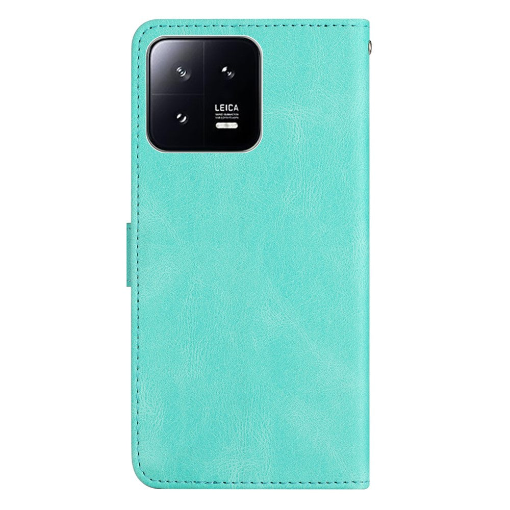 For Xiaomi 13 5G Imprinted Lines Anti-drop Stand Case Crazy Horse Texture Leather Wallet Phone Cover with Strap