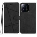 For Xiaomi 13 5G Imprinted Lines Anti-drop Stand Case Crazy Horse Texture Leather Wallet Phone Cover with Strap
