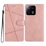 For Xiaomi 13 5G Imprinted Lines Anti-drop Stand Case Crazy Horse Texture Leather Wallet Phone Cover with Strap