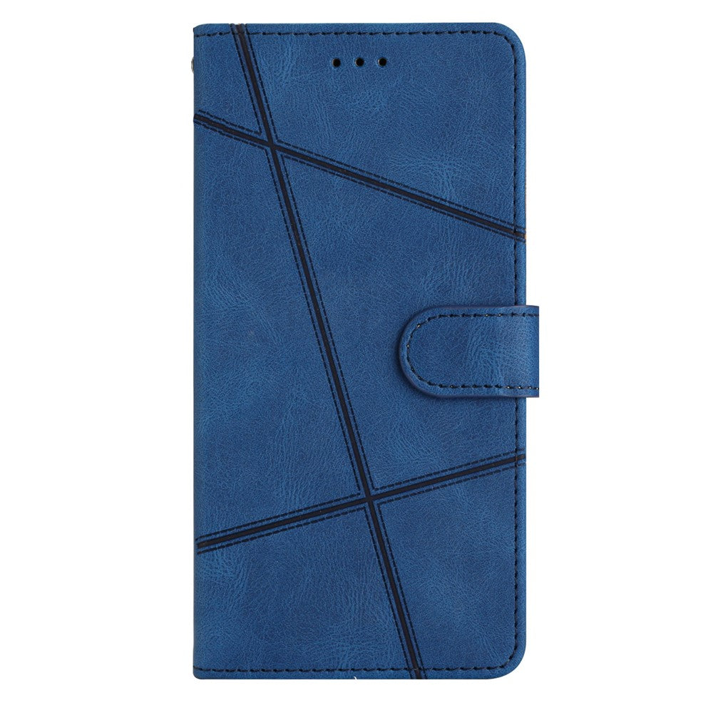 Xiaomi Redmi Note 12 4G stötsäkert läderplånboksfodral med präglade linjer och Crazy Horse-textur, mobilstativ med rem