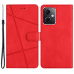 Xiaomi Redmi Note 12 4G stötsäkert läderplånboksfodral med präglade linjer och Crazy Horse-textur, mobilstativ med rem