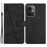 Xiaomi Redmi Note 12 4G stötsäkert läderplånboksfodral med präglade linjer och Crazy Horse-textur, mobilstativ med rem