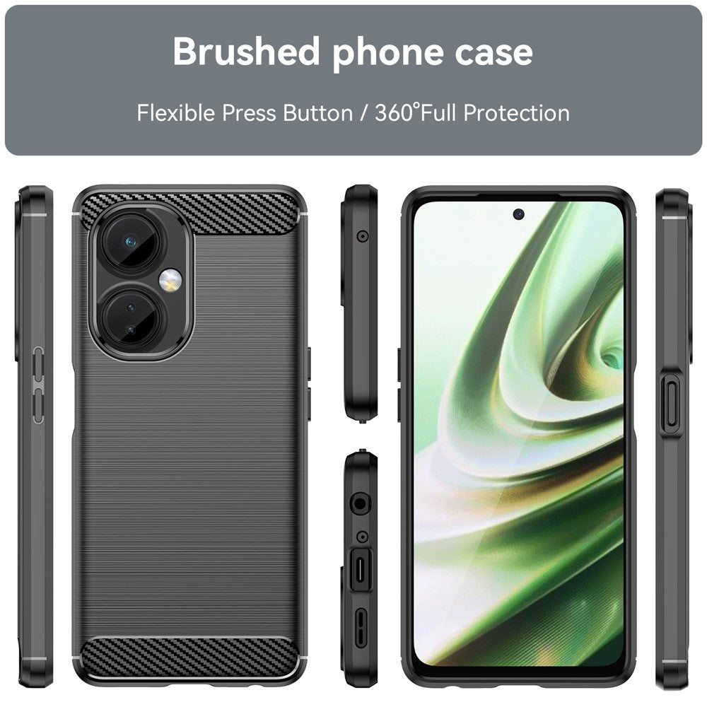 For OnePlus Nord CE 3 Lite 5G / Nord N30 5G Carbon Fiber Texture Brushed Phone Case Soft TPU Anti-drop Back Cover