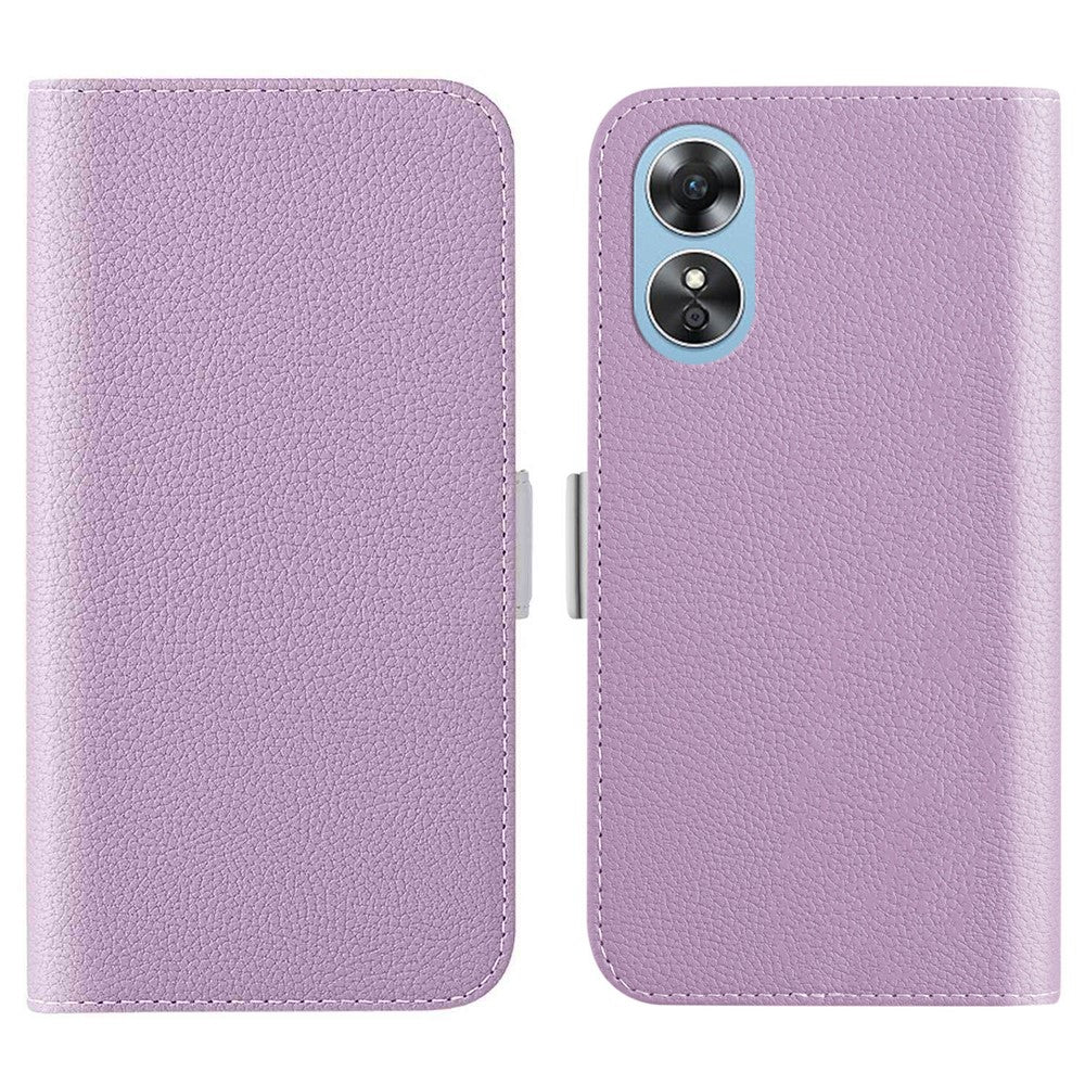 For Oppo A17k 4G / A17 4G Wallet Phone Cover Litchi Texture Candy Color PU Leather Case with Stand Function