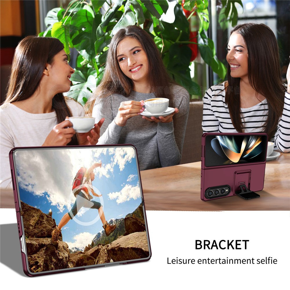 For Samsung Galaxy Z Fold4 5G Case Anti-Scratch Phone Cover Hard PC Case with Kickstand