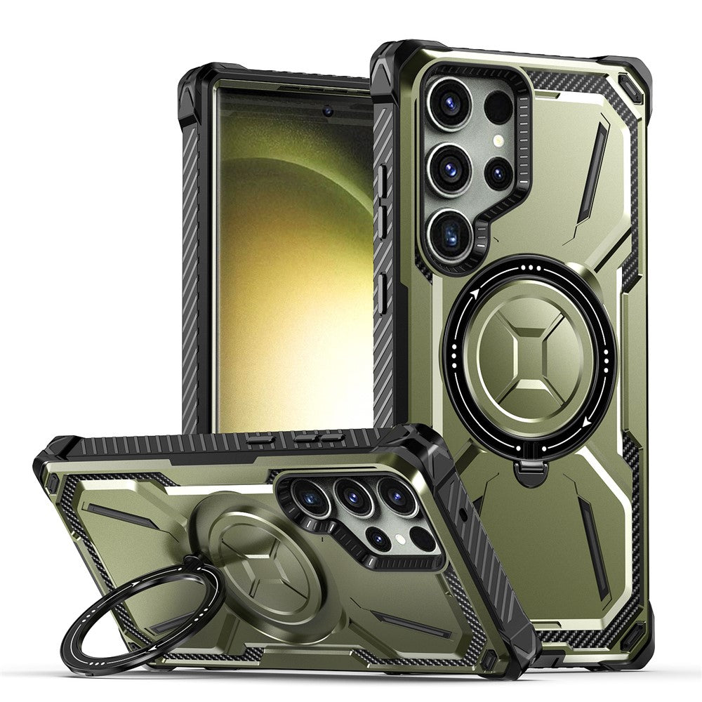 Samsung Galaxy S23 Ultra Ringhållare Stöd Mobilskal PC+TPU Magnetiskt Mobilskal