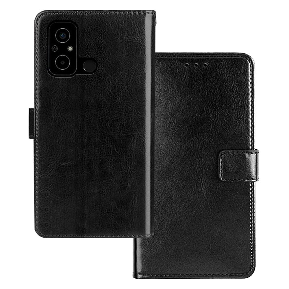 IDEWEI For Xiaomi Poco C55 4G Anti-Scratch Crazy Horse Texture PU Leather Phone Case Flip Stand Wallet Cover
