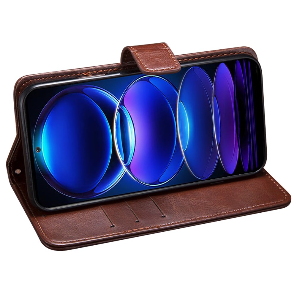 IDEWEI For Xiaomi Poco C55 4G Wallet Crazy Horse Texture Stand Cover PU Leather Phone Case