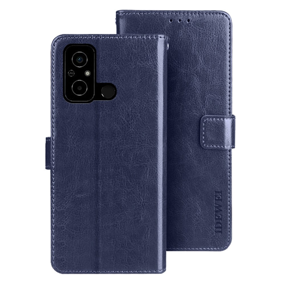 IDEWEI For Xiaomi Poco C55 4G Wallet Crazy Horse Texture Stand Cover PU Leather Phone Case