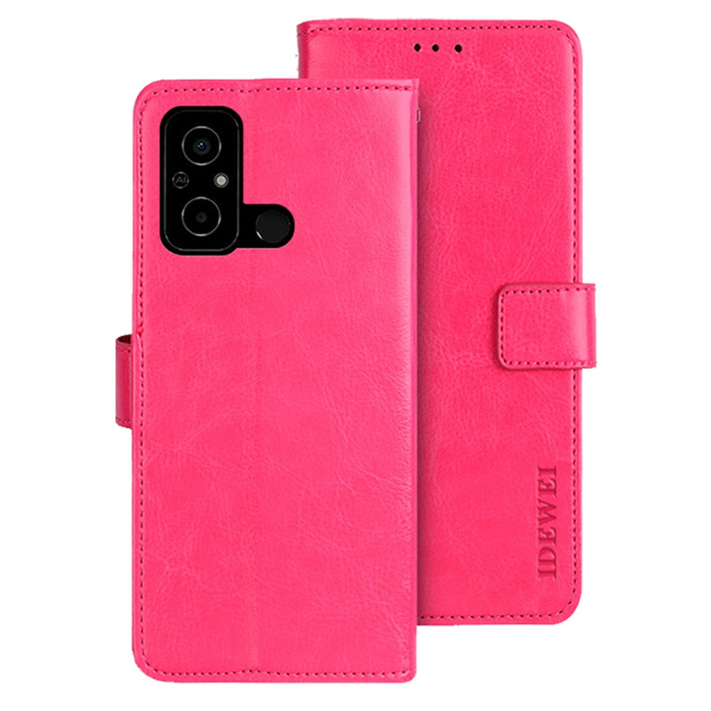 IDEWEI For Xiaomi Poco C55 4G Wallet Crazy Horse Texture Stand Cover PU Leather Phone Case