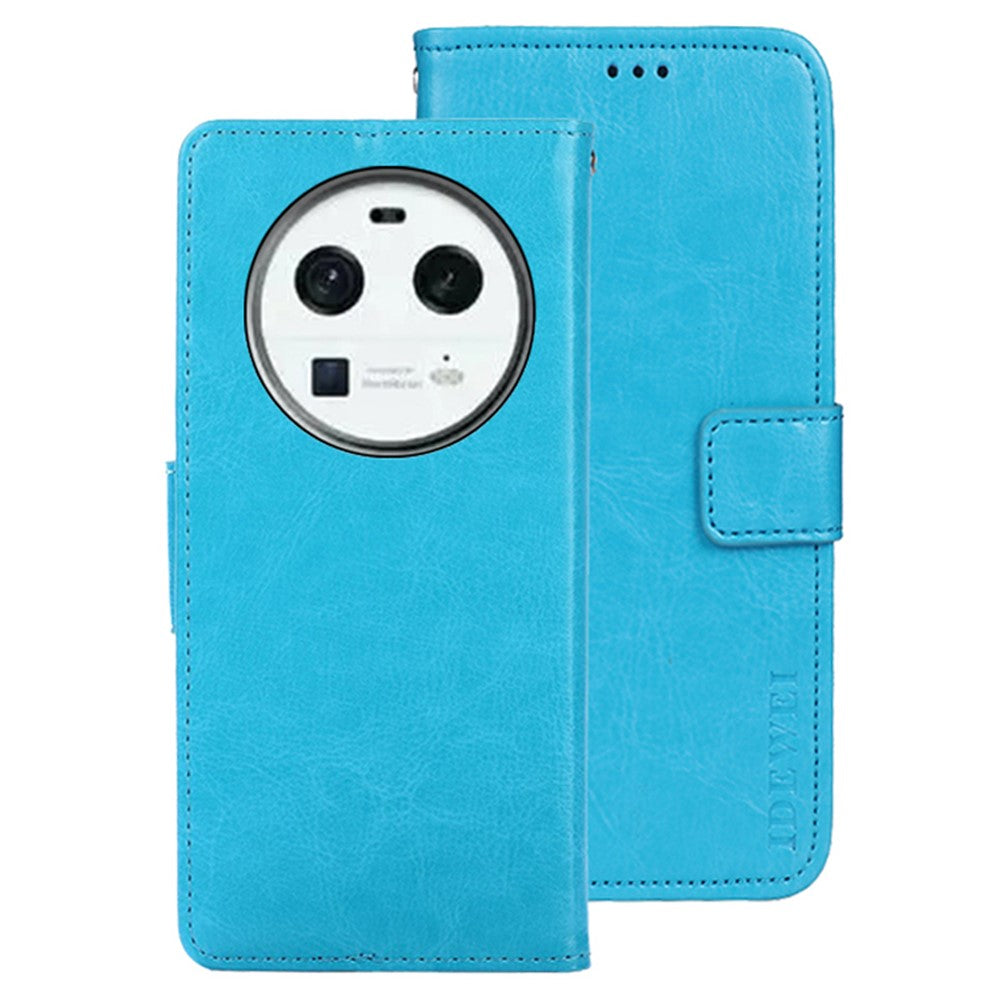 IDEWEI För Oppo Find X6 PU-läderplånboksfodral Crazy Horse Texture Stand Magnetiskt mobilskal