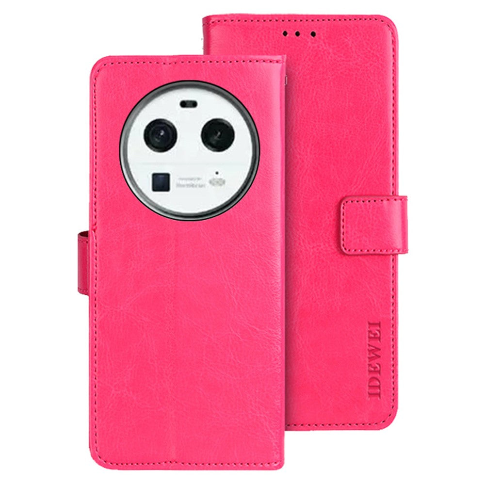 IDEWEI För Oppo Find X6 PU-läderplånboksfodral Crazy Horse Texture Stand Magnetiskt mobilskal