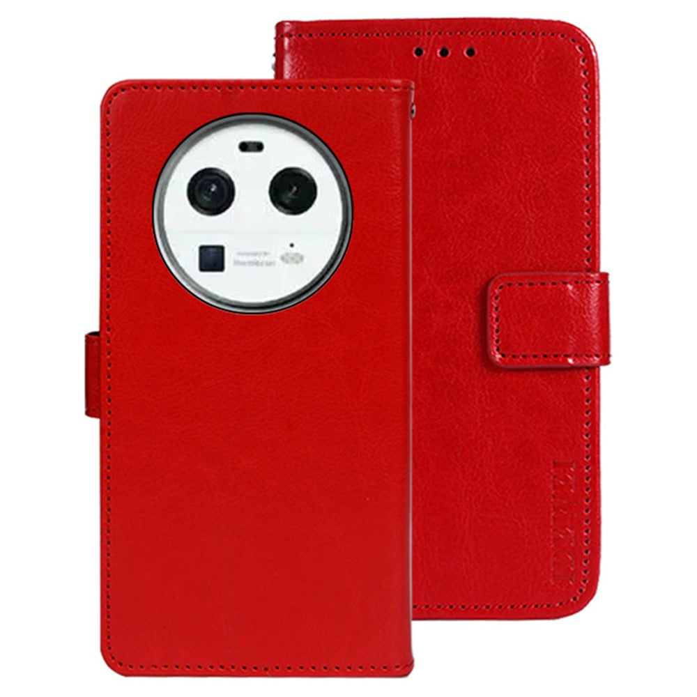 IDEWEI För Oppo Find X6 PU-läderplånboksfodral Crazy Horse Texture Stand Magnetiskt mobilskal