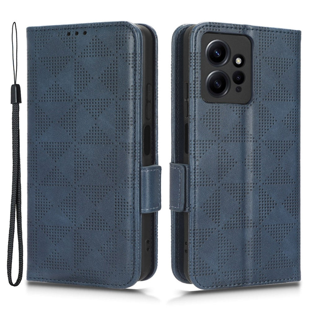 For Xiaomi Redmi Note 12 4G PU Leather Phone Case Imprinted Triangle Phone Stand Wallet Cover