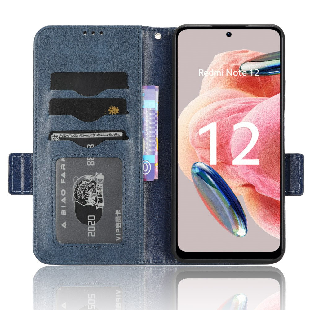 For Xiaomi Redmi Note 12 4G PU Leather Phone Case Imprinted Triangle Phone Stand Wallet Cover