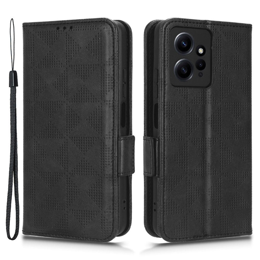 For Xiaomi Redmi Note 12 4G PU Leather Phone Case Imprinted Triangle Phone Stand Wallet Cover