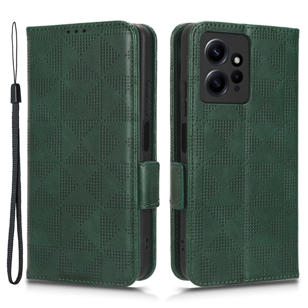 Xiaomi Redmi Note 12 4G PU-läderfodral med tryckt triangelformad mobilstativ, plånboksfodral