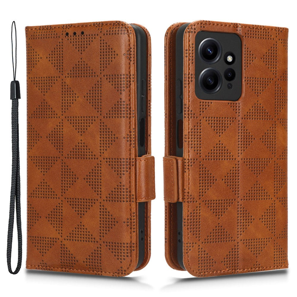 For Xiaomi Redmi Note 12 4G PU Leather Phone Case Imprinted Triangle Phone Stand Wallet Cover
